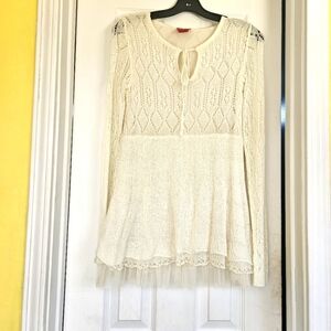 V Cristina Crochet Long Sleeve Top NWOT